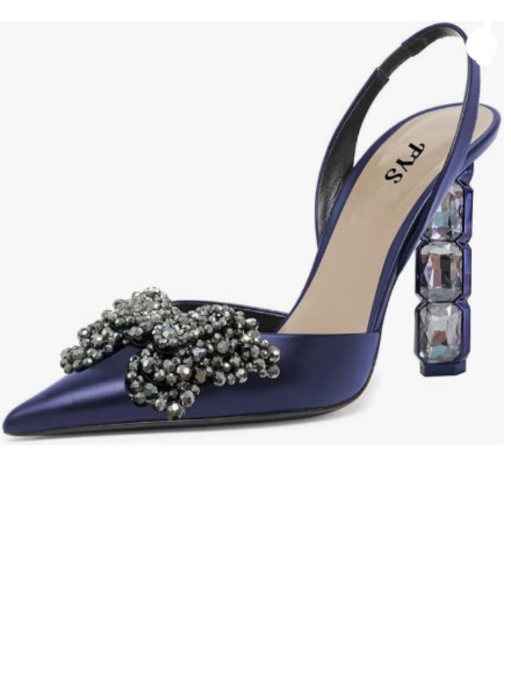 FYS Navy Butterfly Pointed Toe Pumps Crystal High Heel Slingbacks Slip on Shoes